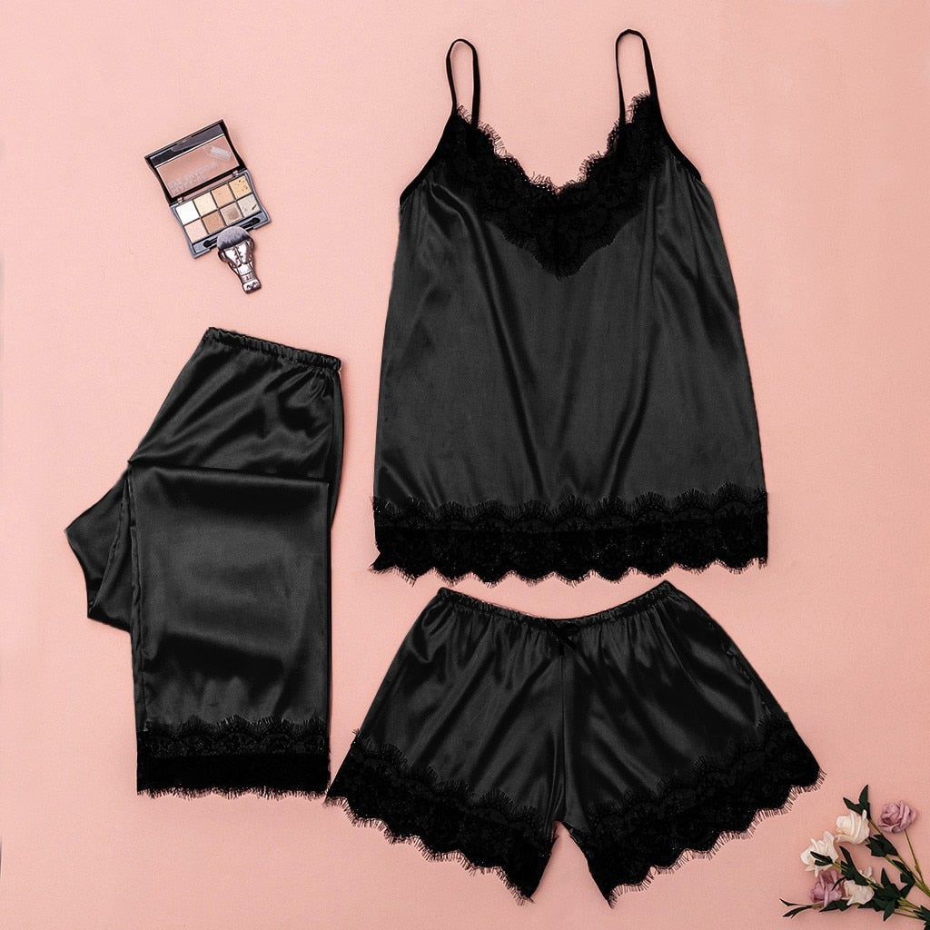 Pyjama en satin 2pcs, 3pcs-Velonjara-Secret