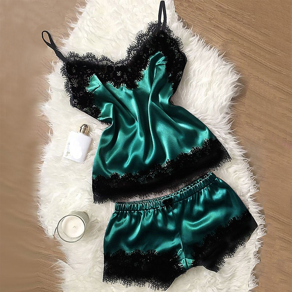 Pyjama en satin 2pcs, 3pcs-Velonjara-Secret