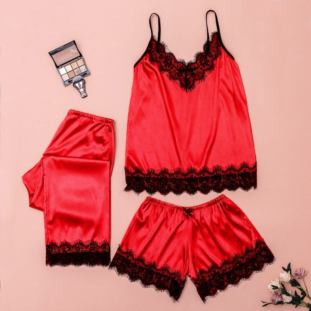 Pyjama en satin 2pcs, 3pcs-Velonjara-Secret